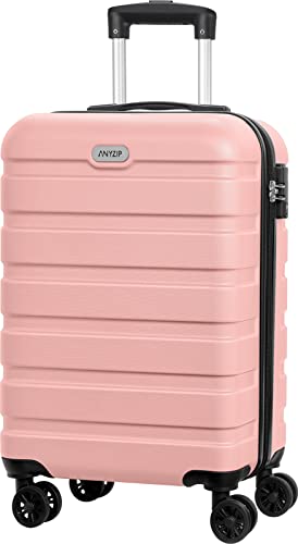 AnyZip Luggage PC ABS Hardside Lightweight Suitcase with 4 Universal Wheels TSA Lock Carry-On 20 Inch Pink - color: Pink, size: 20" Carry-On