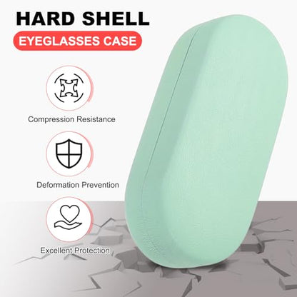 PATIKIL Hard Shell Eyeglasses Case, PU Leather Large Glasses Case Litchi Grain Protective Sunglasses Organizer for Women Men - color: Light Green