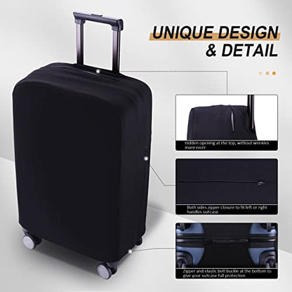 Travel Luggage Cover Suitcase Protector Scratch-Resistant Fit 19-31 Inch Suitcase, Not Included Suitcase (Black, XL(28-29inch)) - color: Black, size: 28-29 inch