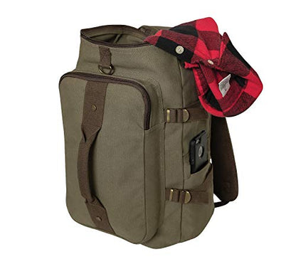 Rothco Convertible Canvas Duffle Backpack – Outdoor Camping Weekend Travel Bag 30L - color: Olive Drab
