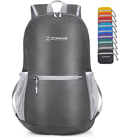 ZOMAKE Lightweight Packable Backpack, Foldable Small Travel Day Pack - color: Medium Grey