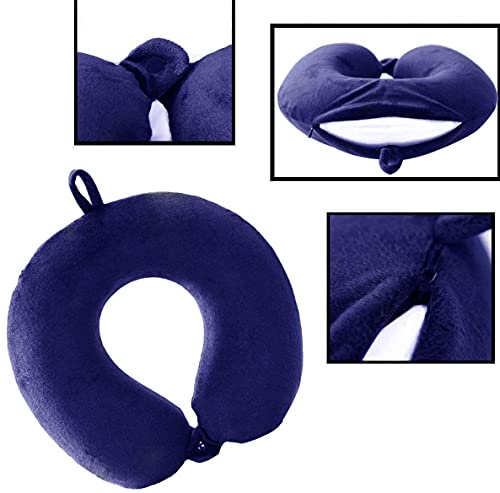Travel Pillow - Memory Foam Neck Pillow Support Pillow,Luxury Compact & Lightweight Quick Pack for Camping,Sleeping Rest Cushion (Blue) - color: Blue