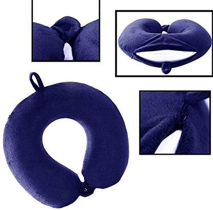 Travel Pillow - Memory Foam Neck Pillow Support Pillow,Luxury Compact & Lightweight Quick Pack for Camping,Sleeping Rest Cushion (Blue) - color: Blue