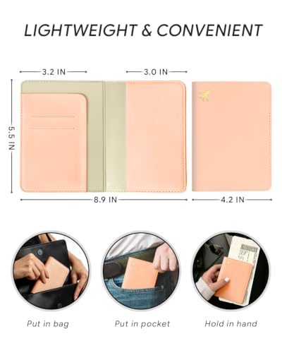 Passport Holder for Travel - RFID Blocking for Women & Men - color: Pink