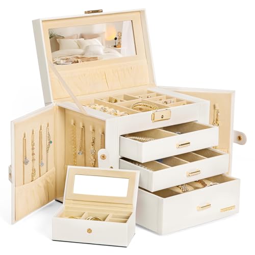 Homde 2 in 1 Jewelry Box for Women: 4-Layer with Travel Case