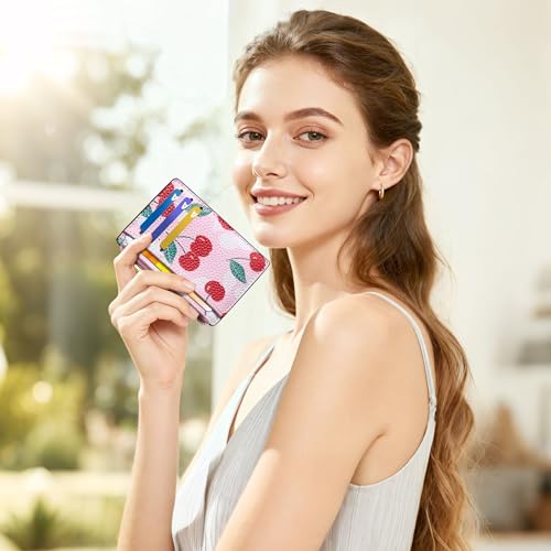 Tipmile Womens Credit Card Holder Wallet, Small Slim RFID Blocking Sleeve - color: Cherry Berry
