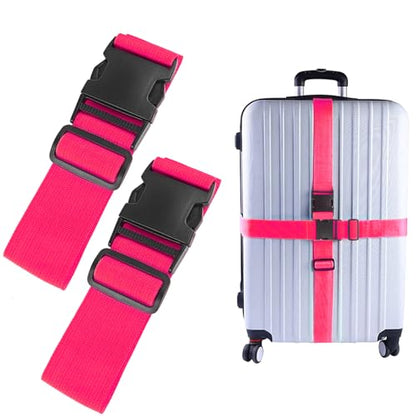 여행 가방 여행용 벨트 액세서리용 203.2cm(80인치) 수하물 스트랩, 2팩 핫핑크 - color: 로즈 2개