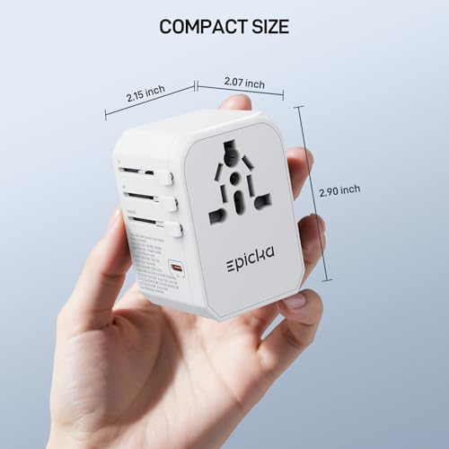 EPICKA 45W Universal Travel Adapter PD&QC, 1AC/3USB-C/2USB-A - style: 45W-5USB(3 USB-C) White