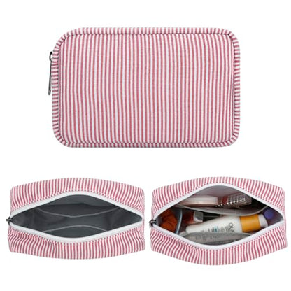 Stripe Travel Makeup Bag, Padded Cosmetic Pouch for Women, Red - color: Stripe Red