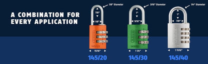 ABUS 145/30 Non-TSA Combination Lock for Hard Cases, Luggage, Resettable - color: Green, size: 30 mm