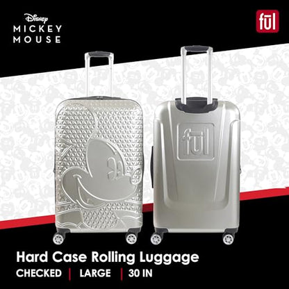 FUL Disney Mickey Mouse 30 Inch Rolling Luggage, Hardshell Suitcase with Spinner Wheels, Silver - color: Mickey Mouse - Silver, size: 30 Inch