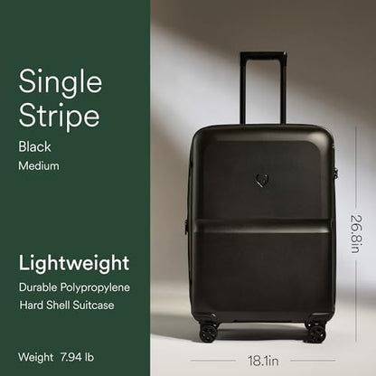 ANTLER Single Stripe Checked Medium Luggage, Black, 26x18x12, 89L - color: Black, size: Medium