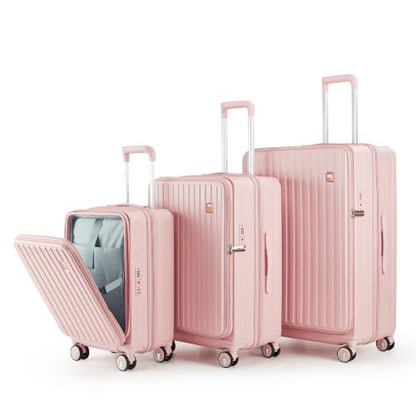 TRAVELEO 4 Piece Expandable Hardshell Pink Luggage Sets with Spinner Wheels, Lightweight Travel Suitcase Set with TSA Locks, 20 inch Carry On for Women (Blush Pink, 3 Piece Set) - color: Blush Pink, size: 3 Piece Set