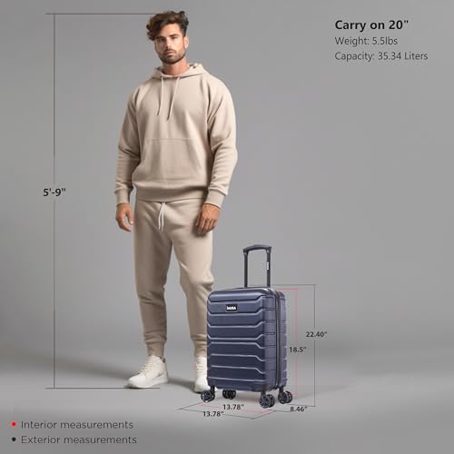 InUSA TREND Luggage with Spinner Wheels | Durable Lightweight Hardshell Suitcase, Travel bag with Handle and Trolley, 20-Inch Carry On Small Luggage | Blue - color: Blue, size: 20 Inch