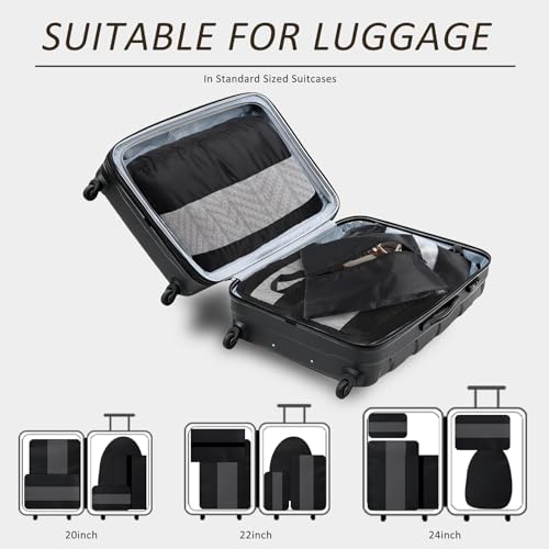 U+U 5 Set Packing Cubes, Travel Organizers with Shoe Bag (Black) - color: Black