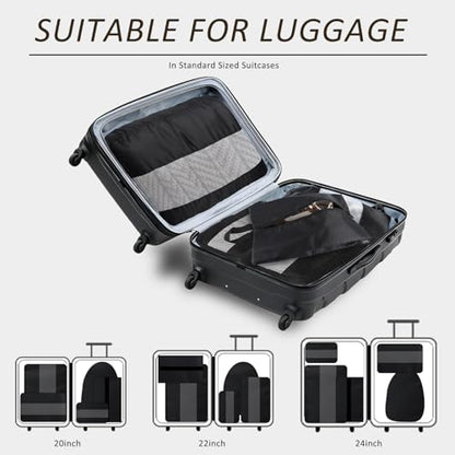 U+U 5 Set Packing Cubes, Travel Organizers with Shoe Bag (Black) - color: Black