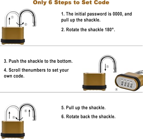 1pcs Golden Combination Lock, 4-Digit Heavy Duty Combo Lock - style: 1pcs Short-Golden