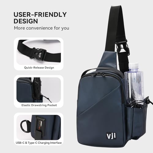 VJI Waterproof Sling Backpack, Adjustable Crossbody Sling Bag for Urban Travel