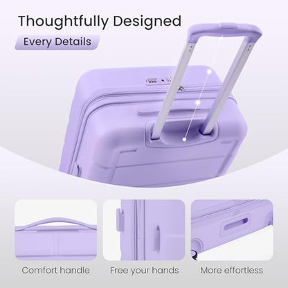 SHOWKOO G-Series Luggage set 3pcs, 100% PC Durable Hardshell Suitcase - color: Lavender Purple, size: 3-Piece Set (20/24/28in)