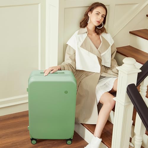 mixi Luggage Suitcases with Spinner Wheels, Large Hardside Rolling Suitcase PC with TSA Lock Travel Case 26in Checked in, Fine Grid Avocado Green - color: Fine Grid Avocado Green, size: 26in Checked in