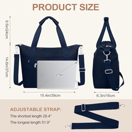 Small Travel Gym Duffel Bag for Women, Weekender Overnight Bag - color: Dark Blue