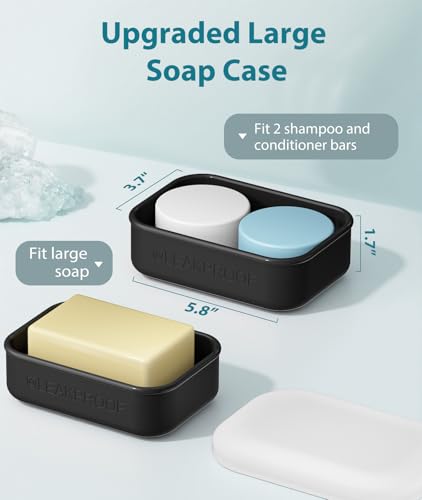 Quatish Large Leakproof Travel Soap Case, Solid Shampoo Bar Holder, Black - color: Black, size: Large