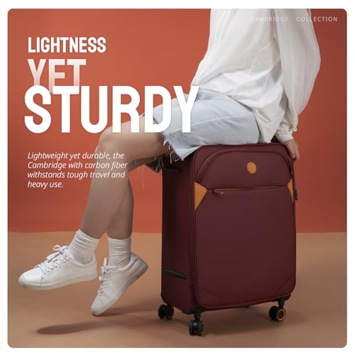 Verage Cambridge Lightweight Luggage Softside Expandable Spinner Wheel Suitcase (Burgundy, Carry-On 20-Inch) - color: Burgundy, size: 20-Inch