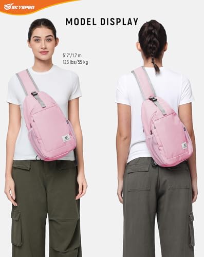 SKYSPER Sling Bag RFID Cross Body Bag Recycled Crossbody Backpack Travel Daypack - color: Pink