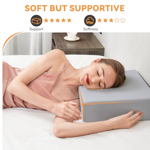 TOPPURE Cube Memory Foam Pillow, Gray, 14"x14"x5" Large Cube - color: Gray, size: 14"x14"x5"