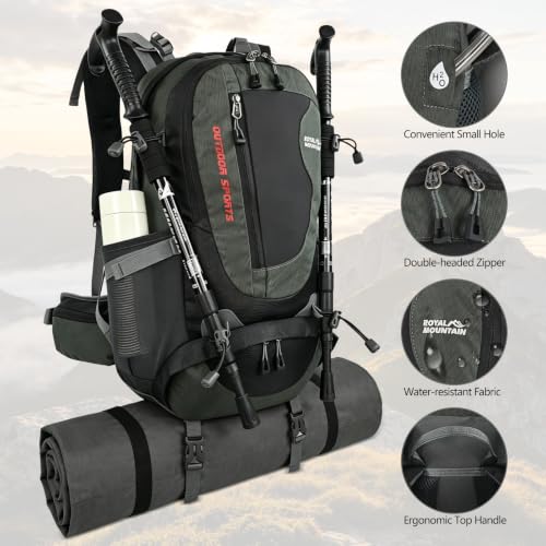 35L Water-resistant Hiking Backpack, Lightweight Backpack For Unisex (Grey) - color: Grey