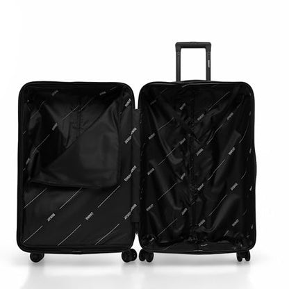 DUKAP RAV 24-Inch Medium Checked Hardside Spinner Luggage Durable Zippered Black - color: Black, size: 24 Inch
