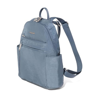 Baggallini Securtex® Anti-theft Vacation Travel Backpack 10x13 Slash-Resistant Nylon Daypack w/RFID - color: Mist