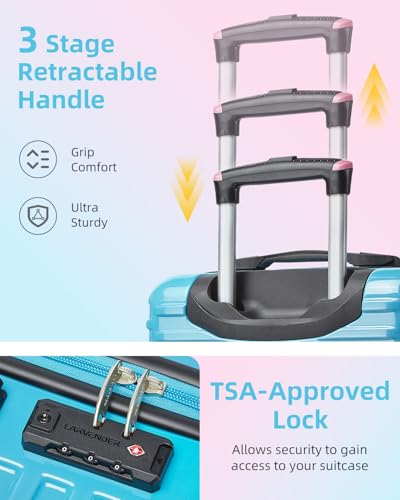 LARVENDER Expandable Carry on Luggage Suitcase with Wheels, Cotton Candy - color: Cotton Candy, size: 3 Piece Set (20/DB/TB)