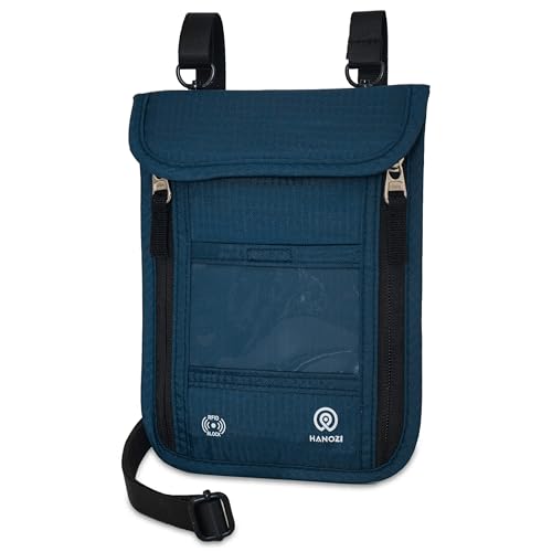 Neck Wallet – Travel Pouch and RFID Blocking Passport Holder for Women and Men, Slim Travel Wallet (Navy V2) - color: Navy V2