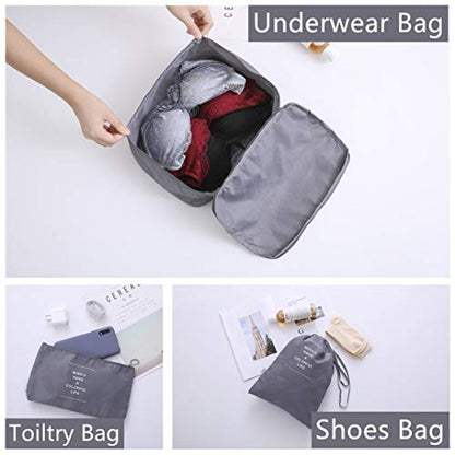 Luggage Packing Organizers Packing Cubes Set for Travel (grey 6pc) - color: grey 6pc