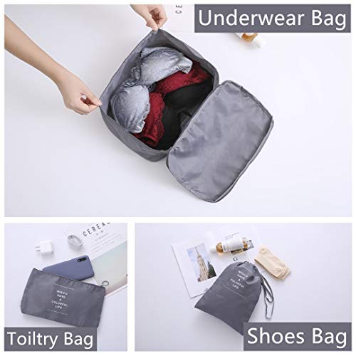 Luggage Packing Organizers Packing Cubes Set for Travel (grey 6pc) - color: grey 6pc