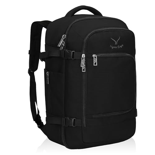Hynes Eagle 40L Carry On Backpack Flight Approved Weekender Travel Bag - color: Black-n