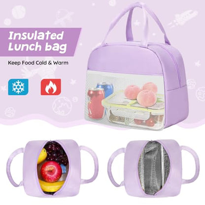 ACESAK Astronaut Backpack for Girls - Girls Backpack with Lunch Bag - color: Purple Pink