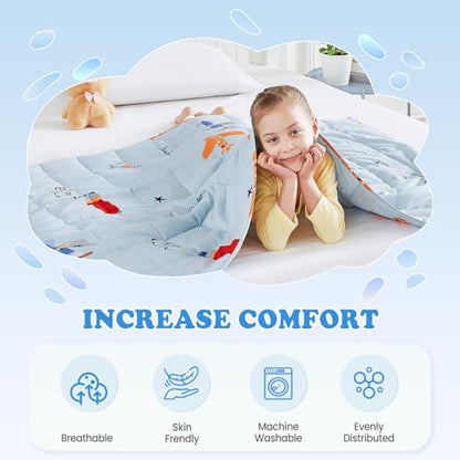 Weighted Blanket 7lbs Small Heavy Throw Blanket Gifts 41"x60" Airplane - color: Blue Airplane, size: 41"×60" 7lbs