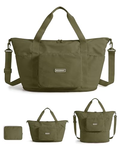 BAGSMART Foldable Travel Bag, 37L Expandable Personal Item Bag, Kelp Green - color: Kelp green