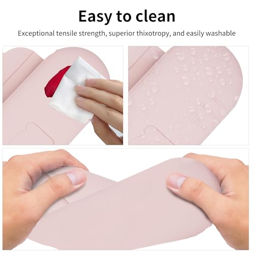 Travel Silicone Makeup Brush Holder with Cleaning Pad and Magnetic Closure - color: Pink