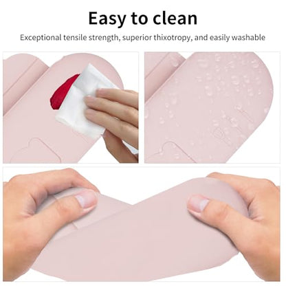 Travel Silicone Makeup Brush Holder with Cleaning Pad and Magnetic Closure - color: Pink