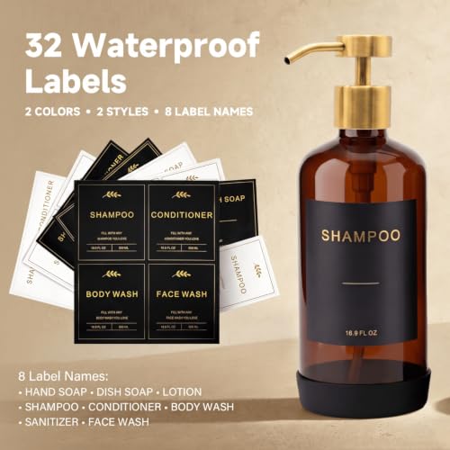 Prus Waso Shower Shampoo Dispenser Set, Amber & Gold - color: Amber & Gold