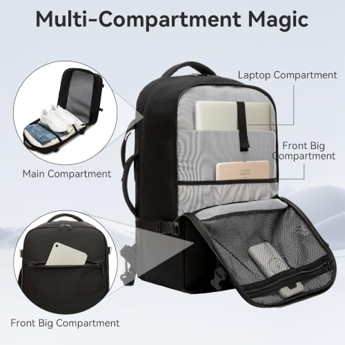 40L Travel Backpack for Men Women,Carry On Backpack for Travel - color: Balck