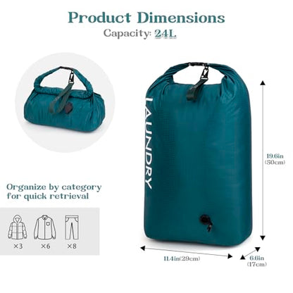 Travel Laundry Bag, Vacuum Compression Dirty Clothes Travel Bag - color: Green, size: Medium