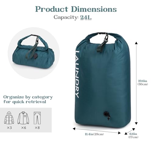 Travel Laundry Bag, Vacuum Compression Dirty Clothes Travel Bag - color: Green, size: Medium