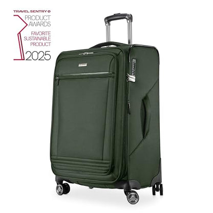 Ricardo Beverly Hills Avalon Softside Medium Check-In Luggage Made with Sustainable 100% Recycled PET (rPET), Lightweight, Eco-Friendly Travel, Expandable, Dual Spinner Wheels, Juniper Green, 24-inch - color: Juniper Green, size: 24-inch