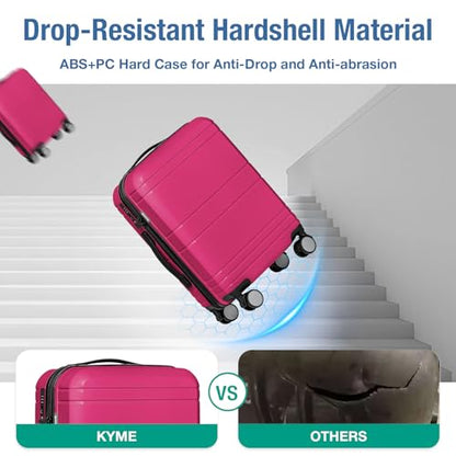 Carry On Luggage 22x14x9 Airline Approved,Hardside Suitcase,20 Inch,Magenta - color: Magenta