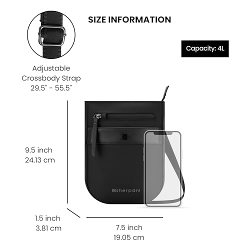 Sherpani Prima, RFID Anti-Theft Crossbody for Women - color: Black Jet