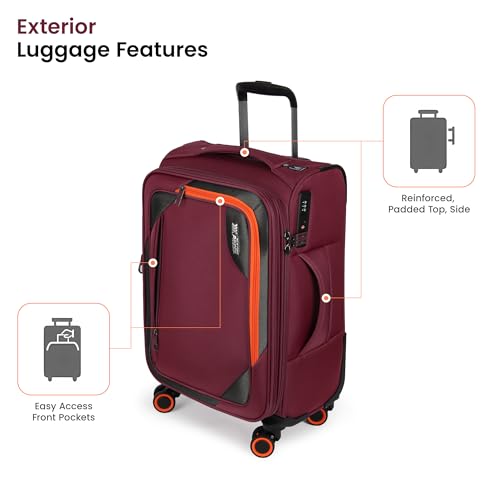 3-Piece Softside Expandable Luggage Set w/Front Open Pocket - color: Burgundy, size: 3-Piece Set (22"/28"/32'')